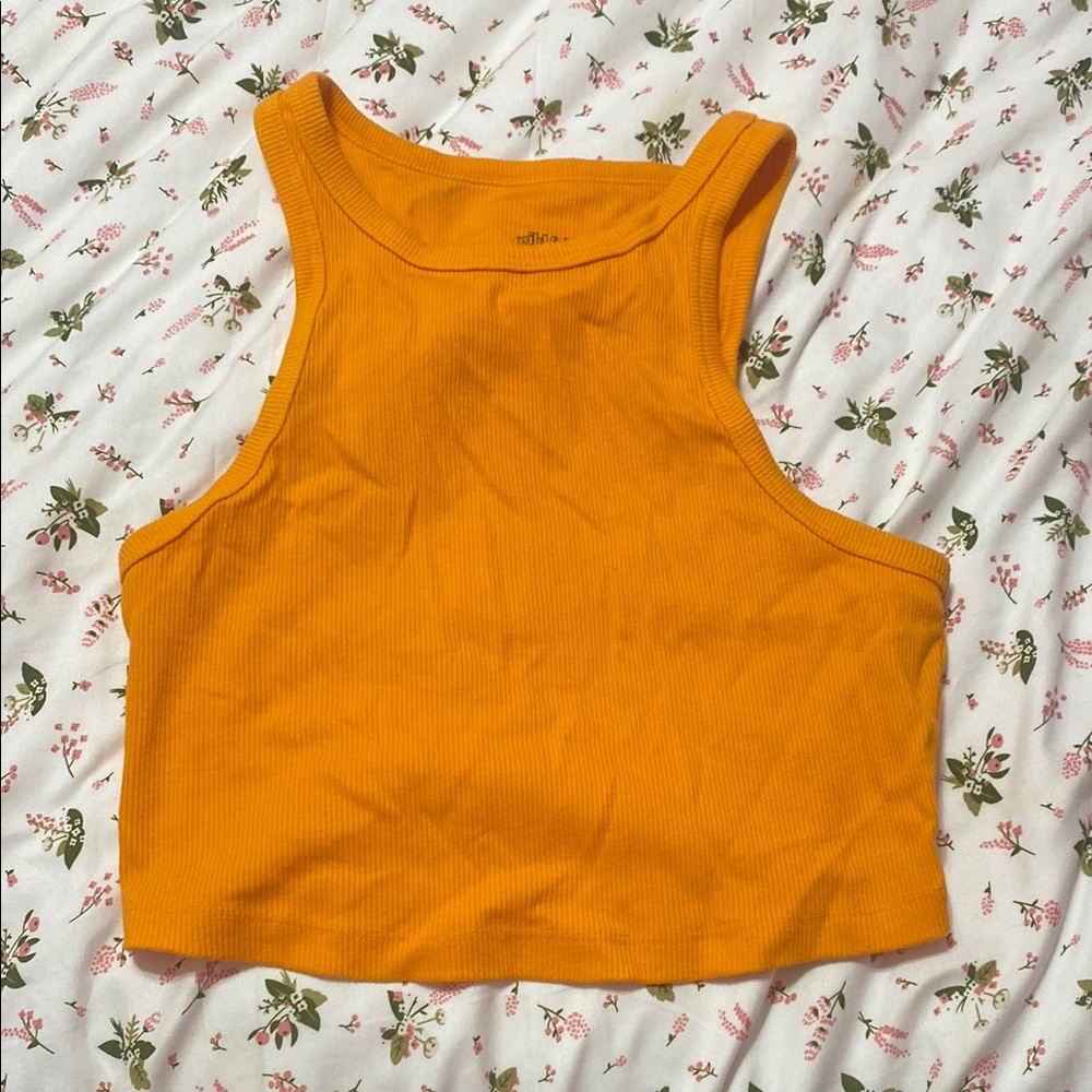Target Orange Fitted Crop Tank Top